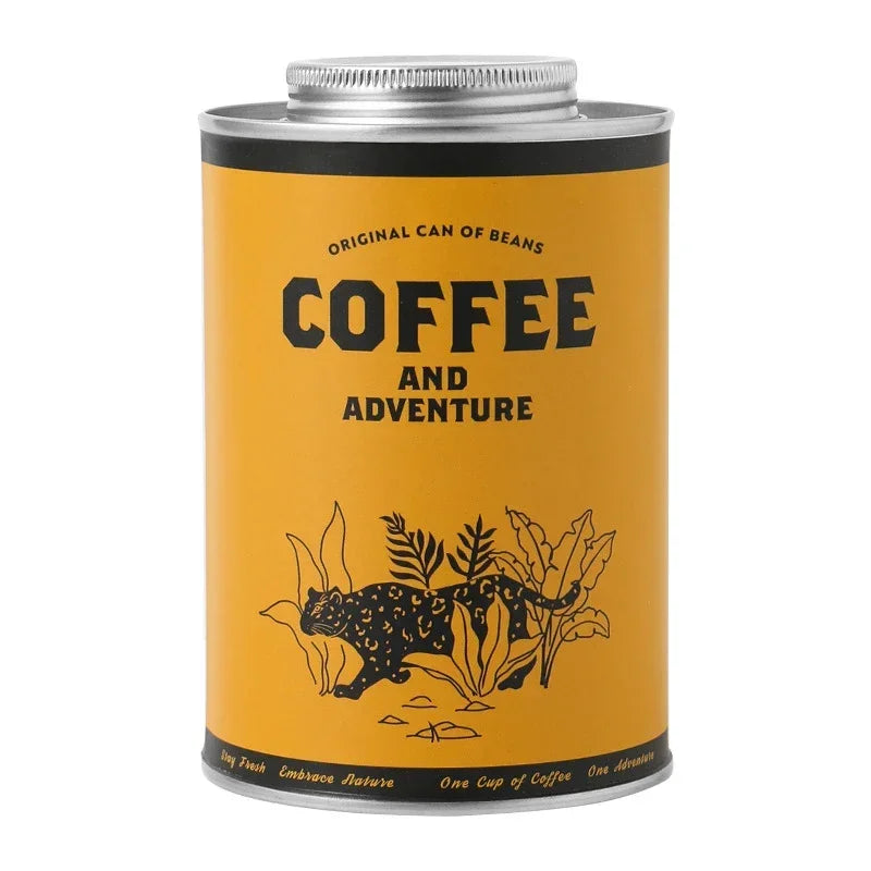Boîte conservation café jaune modèle Coffee and Adventure 200g