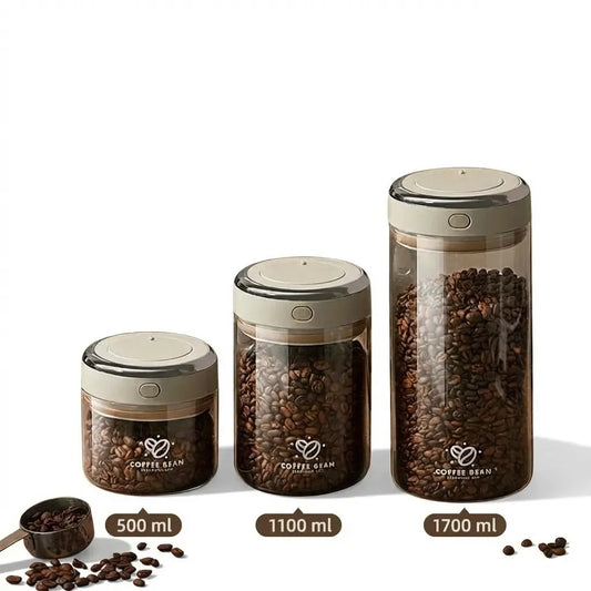 Gamme complète boîtes conservation café verre fond blanc